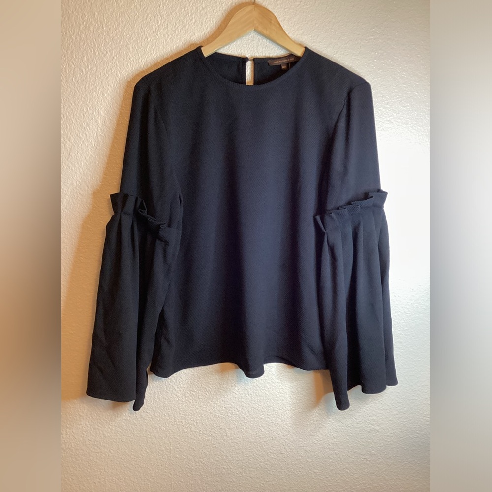 Adolfo Dominguez Black Bell Sleeve Top - Size 42 (Medium)